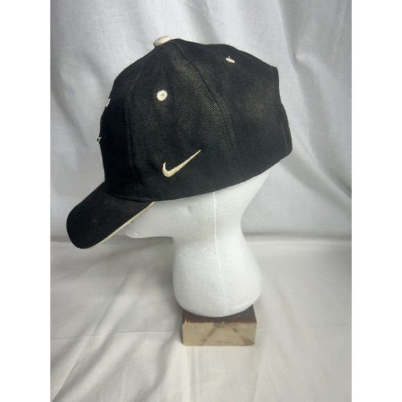 Vintage Nike Adjustable Strapback Black Embroidered Swoosh Baseball Cap Hat - Picture 2 of 5